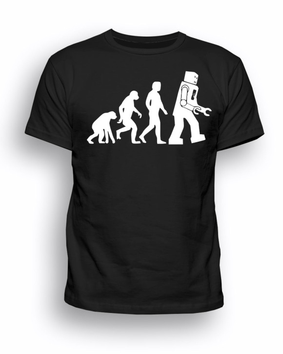 Pliuegy T-Shirt Robot Evolution – Maglietta In Cotone 100% Con Stampa Originale – Taglio Dritto, Lavabile In Lavatrice