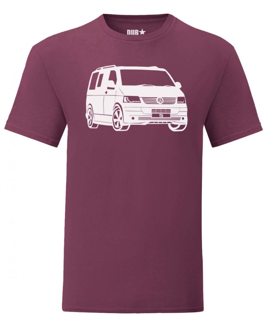 vw t5 tee - maroon