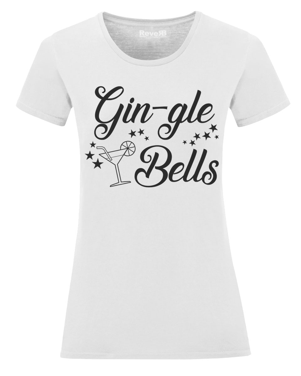 Gin Christmas T Shirt Gingle Bells Xmas Funny Gift Tee 218